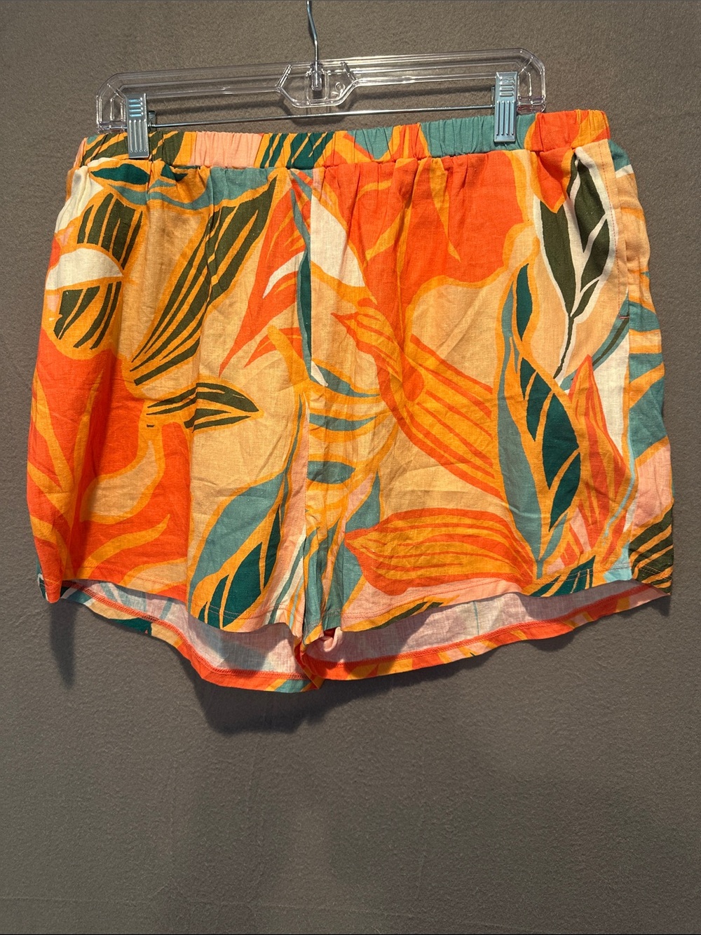 Vitamin A Tropical Button-Down Shirt and Matching Shorts in Orange, Teal & Pink - Picture 8 of 9